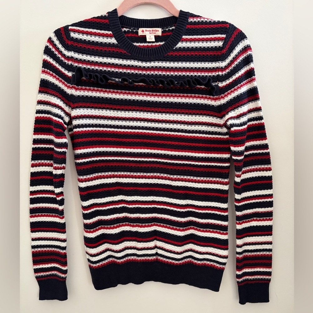 Brooks Brothers Red Fleece Navy and Red Knit Sweater Size Small